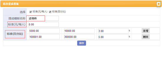 咨询师业绩提成模块设置